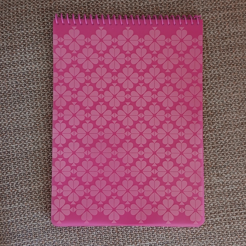 Kate spade notepad spiral katespade logo neon pink